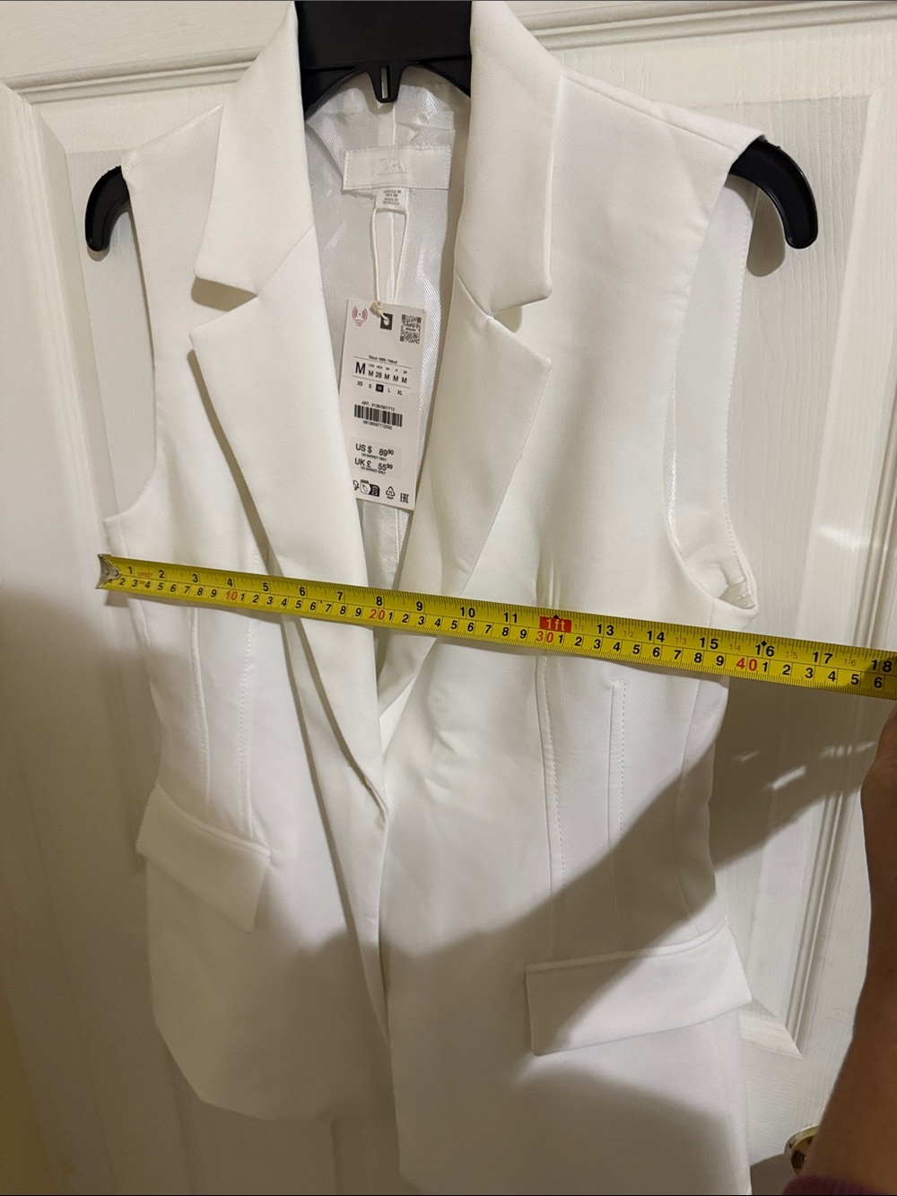 Zara White Sleeveless Blazer Vest with Notched Lapel - Picture 8 of 9